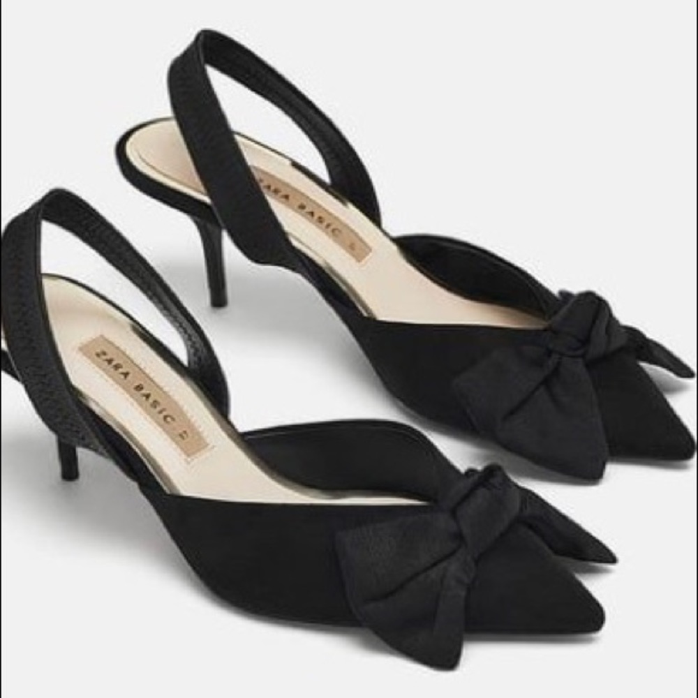 Zara bow slingback heels